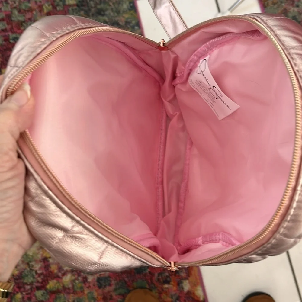 Jessica Simpson Mini backpack Rose & Rose gold Shimmer Quilted Puffer